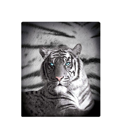 Just Home Blue Eyes Stripes Tiger Polar Fleece Throw Rug.