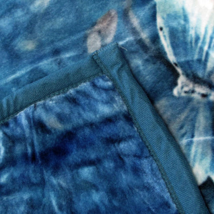 800GSM Luxury Reversible Animal Pattern Mink Blanket Queen 200 x 240 cm Pretty Peacock Blue.