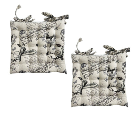 Set of 2 Cotton Cover Chair Pads 40 x 40 cm French Vintage Lettering.