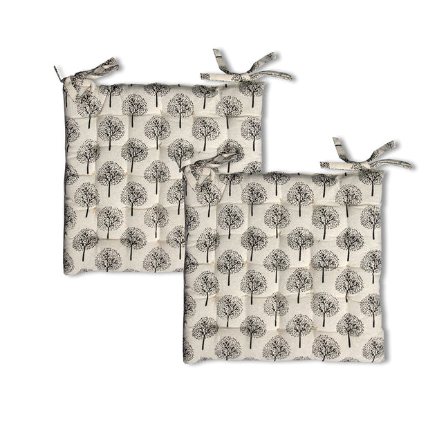 Lylac Homewares Tree of Life Set of 2 Cotton Chair Pads Natural.