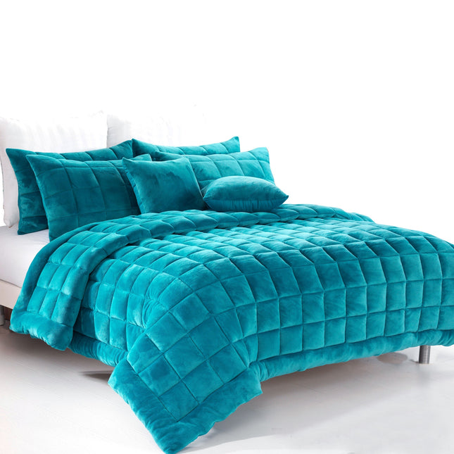 Alastairs Augusta Faux Mink Quilt / Comforter Set Emerald Green King.