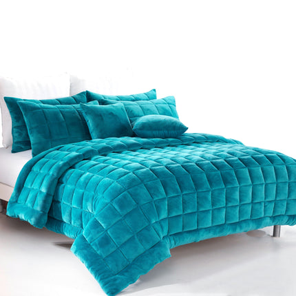 Alastairs Augusta Faux Mink Quilt / Comforter Set Emerald Green Queen.