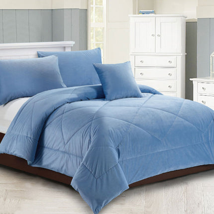 Georges Fine Linens Carrington Quilt / Comforter Set Chambray Blue Super King.
