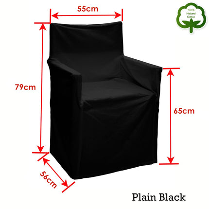 Rans Alfresco 100% Cotton Director Chair Cover - Plain Black.