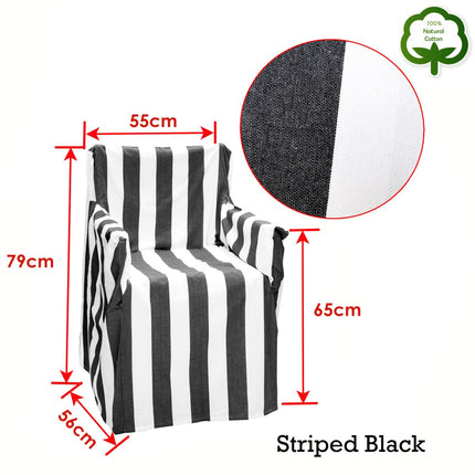 Rans Alfresco 100% Cotton Director Chair Cover - Striped Black.