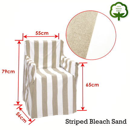 Rans Alfresco 100% Cotton Director Chair Cover - Striped Bleach Sand.
