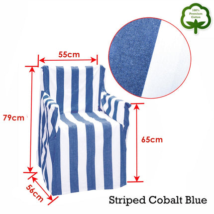 Rans Alfresco 100% Cotton Director Chair Cover - Striped Cobalt Blue.