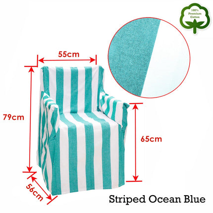 Rans Alfresco 100% Cotton Director Chair Cover - Striped Ocean Blue.