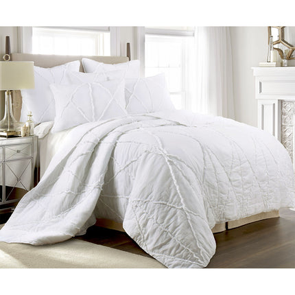 Jenny Mclean Bobby Ruffle White 3 Piece Coverlet Set King.