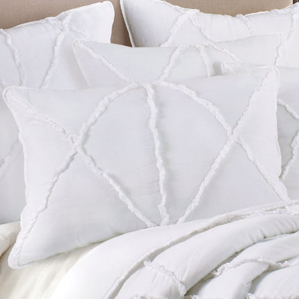 Jenny Mclean Bobby Ruffle White 3 Piece Coverlet Set King.