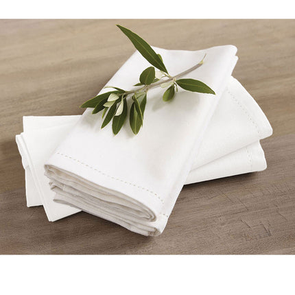 Rans Set of 4 Cotton Hemstitch Napkins - White.