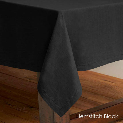 Rans Pure Cotton Hemstitch Tablecloth 150 x 260 cm - Black.