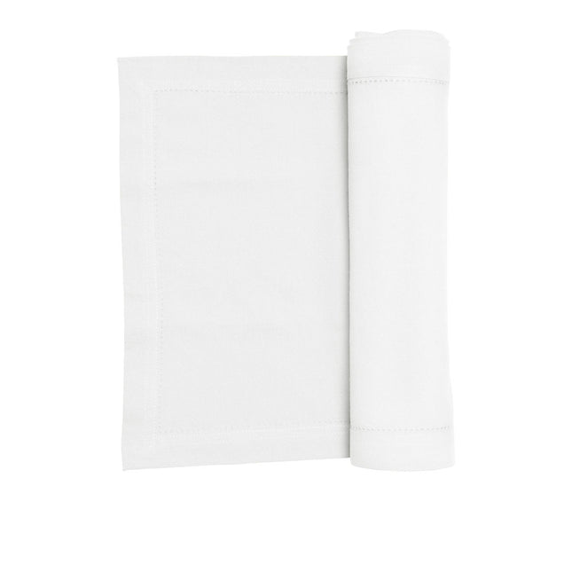 Rans Elegant Hemstitch Table Runner White.