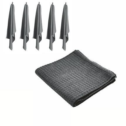 Rans Set of 6 Cotton Waffle Tea Towels 50x70 cm - Charcoal.