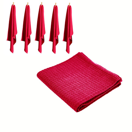 Rans Set of 6 Cotton Waffle Tea Towels 50x70 cm - Hot Pink.
