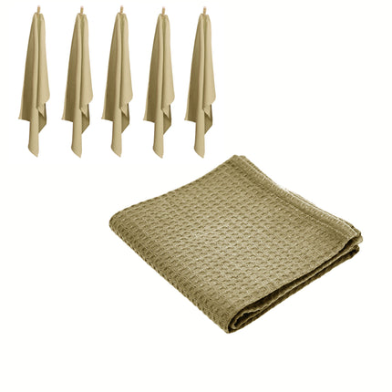 Rans Set of 6 Cotton Waffle Tea Towels 50x70 cm - Latte.