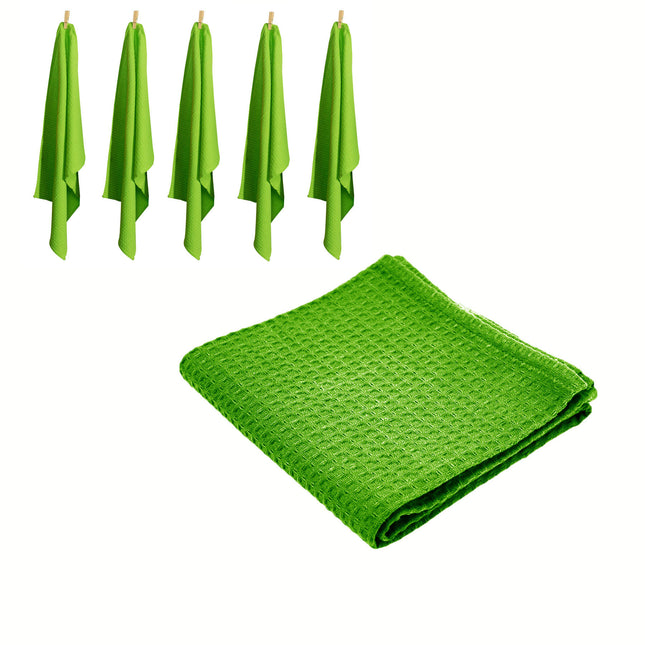 Rans Set of 6 Cotton Waffle Tea Towels 50x70 cm - Lime Green.