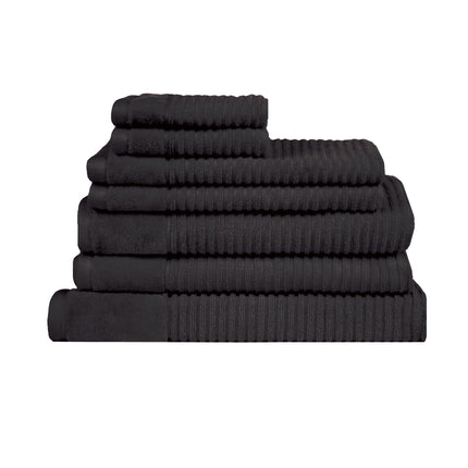 Royal Excellency 7 Piece Cotton Bath Towel Set - Black.