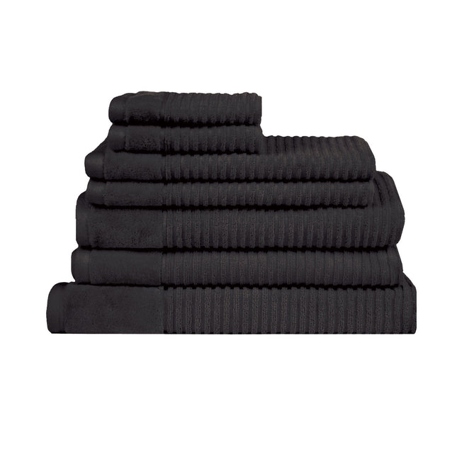 Royal Excellency 7 Piece Cotton Bath Towel Set - Black.