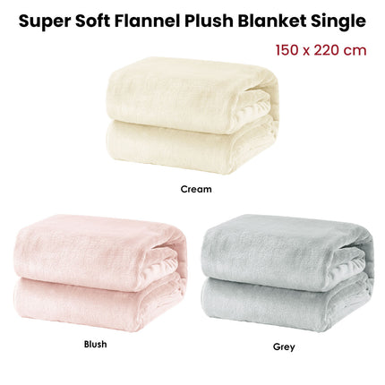 Super Soft Micro Flannel Plush Blanket Single 150 x 220 cm Blush.