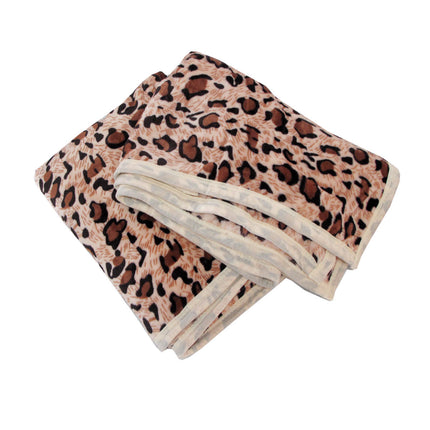 Animal Skin Pattern Soft Flannel Plush Single Size Blanket / Large Throw Rug 150 x 200cm Leopard.