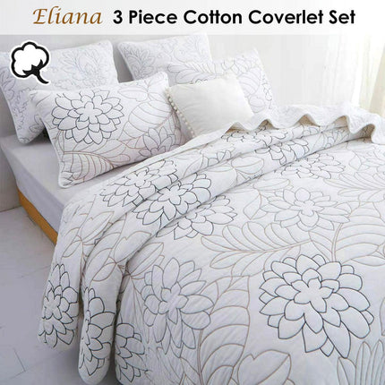 100% Cotton Coverlet Set Eliana Queen.