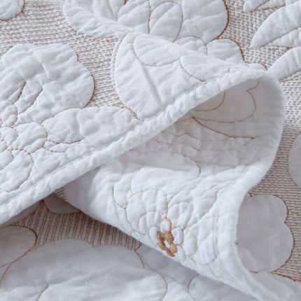 Cotton Rich Lightly Quilted Coverlet Set Floriade White King.