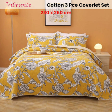 Cotton Lightly Quilted Coverlet Set Vibrante Yellow Queen.