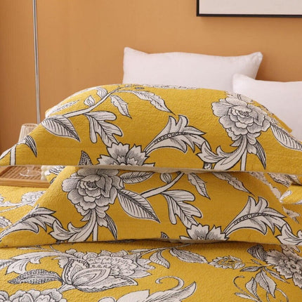 Cotton Lightly Quilted Coverlet Set Vibrante Yellow Queen.