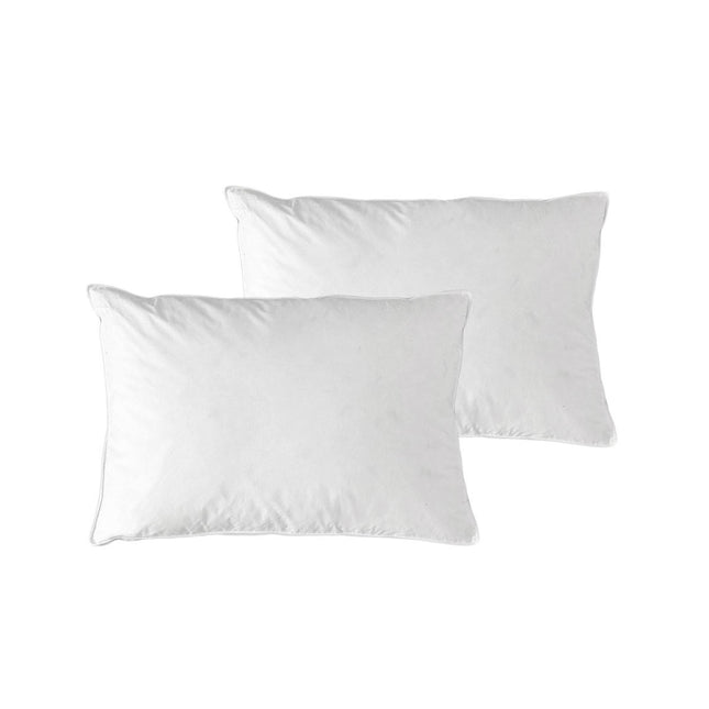 At Home Homewares Pack of 2 Standard Machine Washable Feather Pillows 45 x 70 +13 cm.