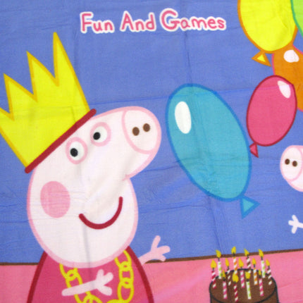 Peppa Pig Birthday Party Printed Polar Fleece Throw Rug 130 x 160 cm.