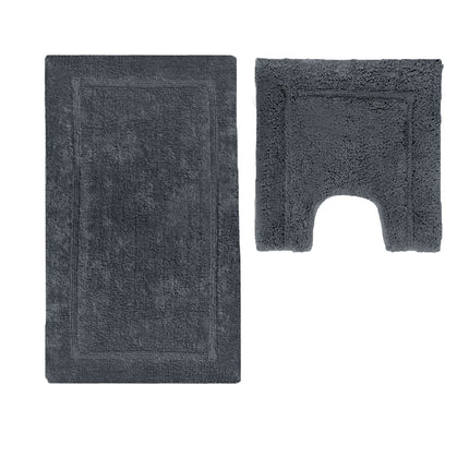 2200GSM 2 Pce Axel 100% Cotton Bath Mat Set Charcoal.
