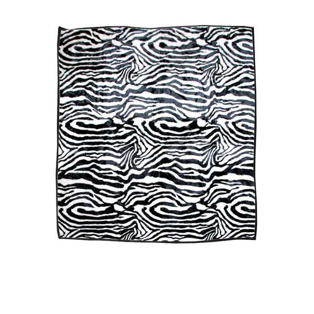 750gsm 3.5kg Double Layer Animal Print Faux Mink Blanket Queen 200x240 cm Wild Zebra.