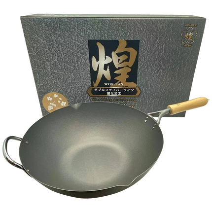 Kirameki Premium Cast Iron Nitriding Processing Stir-fry Wok (Made in Japan) - 36cm.