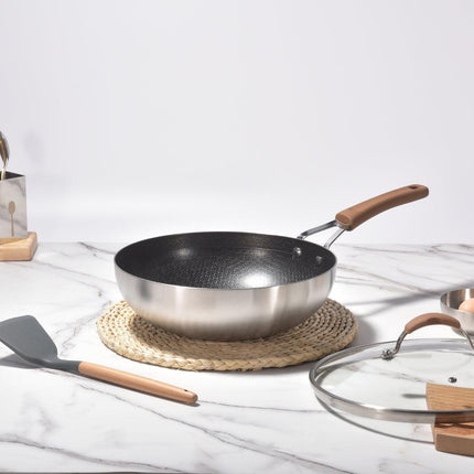 Kylin 3 Layer Stainless Steel Non Stick Noka Wok 30cm.