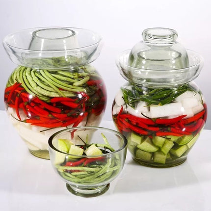 Premium Chinese and Korean Fermentation Pickle Glass Jar Kimchi Sauerkraut Canisters & Jars Small 2.5L.