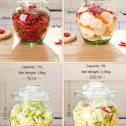 Premium Chinese and Korean Fermentation Pickle Glass Jar Kimchi Sauerkraut Canisters & Jars Huge 10L.