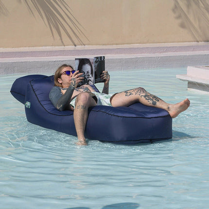 Giga Lounger Lazy Camping Air Bag Sofa Bed for Beach Sleeping Navy blue.