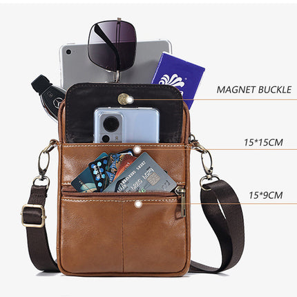 Genuine leather men's crossbody bag oiled wax leather Satchel Crossbody Bag (Black).