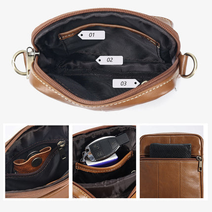 Genuine leather men's crossbody bag oiled wax leather Satchel Crossbody Bag (Black).