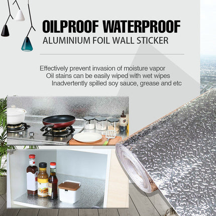 Aluminum Foil Sticker Self Adhesive Oil-proof Waterproof Kitchen Cabinet Wall(60*300cm).