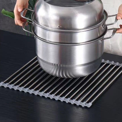 Kitchen Roll-Up Dish Drying Rack Foldable Drainer Over Sink 304-Stainless Steel(Small:47*24cm).