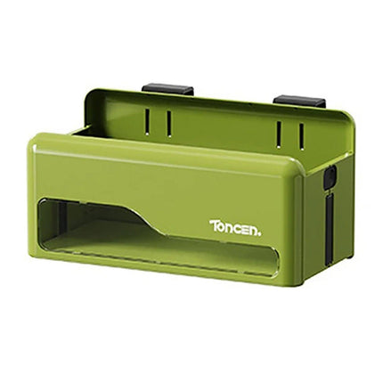 Foldable Hanging Storage Box No Drilling Required Wall-mounted Organizer (Green).