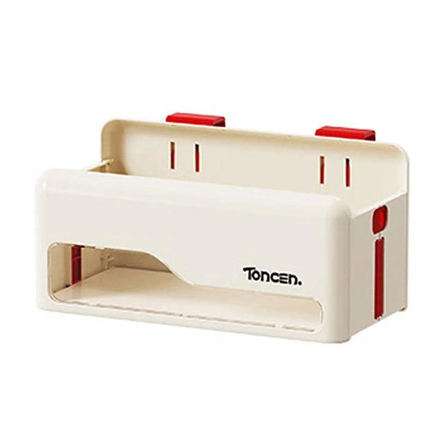 Foldable Hanging Storage Box No Drilling Required Wall-mounted Organizer (White).