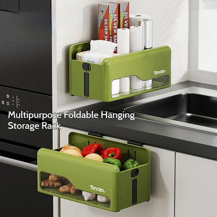 Foldable Hanging Storage Box No Drilling Required Wall-mounted Organizer (White).