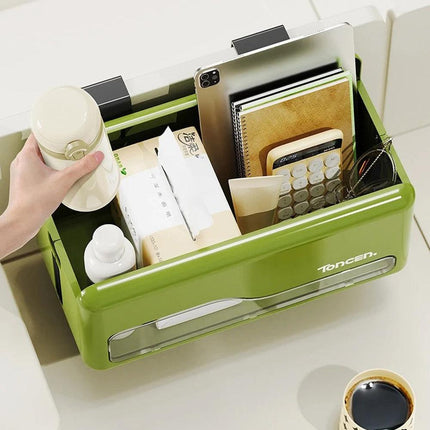 Foldable Hanging Storage Box No Drilling Required Wall-mounted Organizer (White).