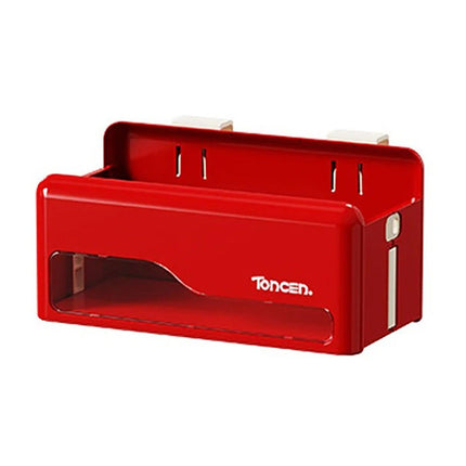 Foldable Hanging Storage Box No Drilling Required Wall-mounted Organizer (Red).