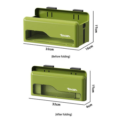 Foldable Hanging Storage Box No Drilling Required Wall-mounted Organizer (Red).