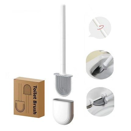 Silicone Flexible Head Deep Cleaning Toilet Brush with Wall Mount Holder.