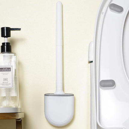 Silicone Flexible Head Deep Cleaning Toilet Brush with Wall Mount Holder.
